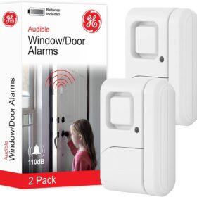 GE Personal Security Window and Door Alarm, 2 Pack, DIY Protection, Burglar Alert, Wireless Chime/Alarm, Easy Installation, Home Security, Ideal for Home, Garage, Apartment and More, White, 45115                 