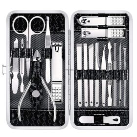 Nail Clippers Set Fingernail and Toenail Clipper Cutters, Manicure Pedicure Kit 18 Pieces Stainless Steel Professional Grooming Kits, Nail Care Tools with Luxurious Travel Case                 