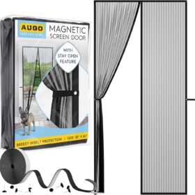 AUGO Magnetic Screen Door - Self Sealing, Heavy Duty, Hands Free Mesh Partition Keeps Bugs Out - Pet and Kid Friendly - Patent Pending Keep Open Feature - 38 Inch x 83 Inch                 