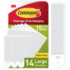Command 15 lb Large Picture Hanging Strips 14 Pairs (28 Command Strips), Damage Free Hanging Picture Hangers, No Tools Wall Hanging Strips for Home Decor, White Adhesive Strips                 