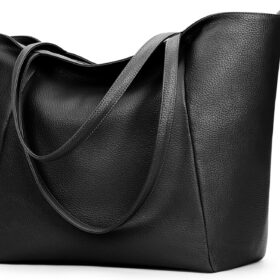 KALIDI Large Tote Bag Vegan Leather Casual Zipper Work Bag Weekender Hobo for Women 23L Oversize Shoulder Travel Purse                 