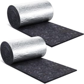 Preboun 2 Rolls Natural Cotton Duct Wrap Wall Cotton Insulation Duct Insulation Wrap Blanket for Wall Pipe(12'' x 30' x 0.4'',Grey)                 
