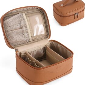 Telena Large Makeup Bag, Travel Toiletry Bag for Women, Vegan Leather Makeup Organizer Case Cosmetic Bag for Travel Essentials                 