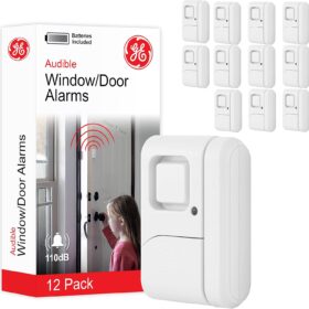 GE Personal Security Window and Door Alarm, 12 Pack, DIY Protection, Burglar Alert, Wireless Chime/Alarm, Easy Installation, Home Security, Ideal for Home, Garage, Apartment and More, White, 45989                 