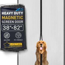 FLUX Magnetic Screen Door - Self-Sealing, Pet-Friendly, Keeps Bugs Out - Fits Doors Up To 38