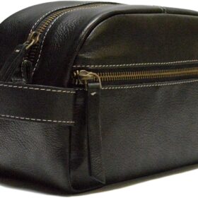 Timberland Men's Rugged Wash Leather Travel Kit, Black                 