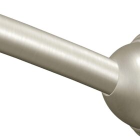 Moen Brushed Nickel 54-Inch to 72-Inch Adjustable Length Fixed Mount Single Curved Shower Rod, Bathroom Shower Curtain Pole, CSR2160BN