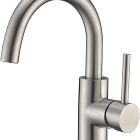 CREA Bar Sink Faucet, Bathroom Kitchen Faucet Brushed Nickel Pre Wet Small Mini Kitchen Bath Utility Marine Faucet Single Hole Stainless Steel Farmhouse Vanity Lavatory Faucets Outdoor