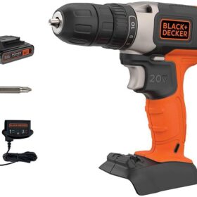 BLACK+DECKER 20V MAX Cordless Drill Kit with ?Battery, Charger, and Double Ended Bit (BCD702C1)
