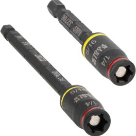 Klein Tools 32768 Impact Driver Set, 3-in-1 SAE Impact Socket and Bit Holder, Flip Socket with 1/4 Nut Driver and 5/16 Nut Driver Hex Sizes, 3 and 5-Inch Lengths, 2-Piece