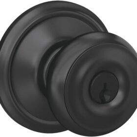 Schlage F51A GEO 622 Georgian Door Knob, Keyed Entry Lock, Matte Black