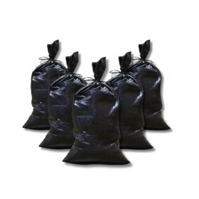 DURASACK Heavy Duty Sand Bags with Tie Strings Empty Woven Polypropylene Sand-Bags for Flood Control with 1600 Hours of UV Protection, 50 lbs Capacity, 14x26 inches, Black, Pack of 20