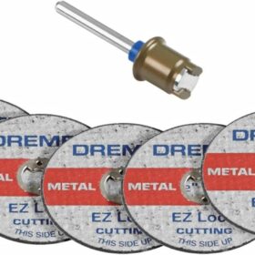 Dremel EZ406-02, EZ - Lock Starter Kit, 1 1/2-Inch (38.1 mm) Wheel Diameter, 5 Piece Fiberglass Reinforced Cut-Off Wheels and EZ402 Mandrel Included, Rotary Tool Cutting Disc Accessories              