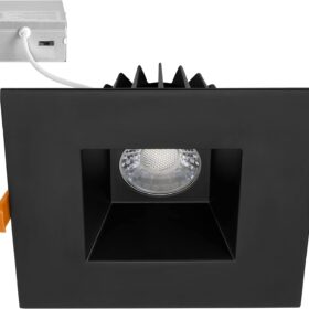 Maxxima 6 Ultra-Thin Recessed Anti-Glare LED Downlight Canless IC Rated 1200 Lumens 5 Color Temperature Select 2700K/3000K/3500K/4000K/5000K Dimmable Square Black Trim 90 CRI 5CCT Slim J-Box Included