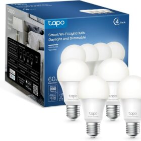 Tapo TP-Link Smart Light Bulbs - Natural Daylight, Dimmable, Compatible w/Alexa and Google Home, A60 Bulb/E27 Base, 60W Equivalent, 800LM CRI>90, 2.4GHz WiFi Only, No Hub Required, L520E(4-Pack)