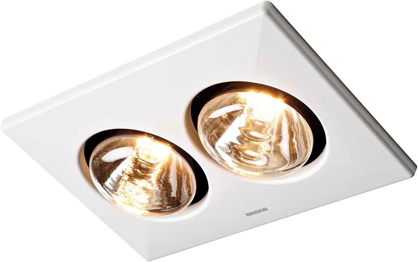 Broan-NuTone 164 Type IC Infrared Two-Bulb Ceiling Heater with Fan, 250 Watt, White - Image 2