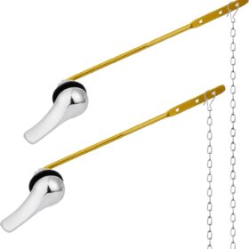 Toilet Handle Replacement Kit, 2 Pack Toilet Lever Flush Handle, Aluminum Alloy Arm, Chrome, Front Mount, Silver
