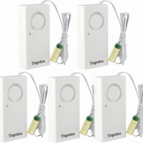 Topvico Water Leak Detector, 120dB Loud Siren, Powered by 9V Battery (not Include), Sensor Alarm for RV Kitchen Basement Water Heater, 5 Pack