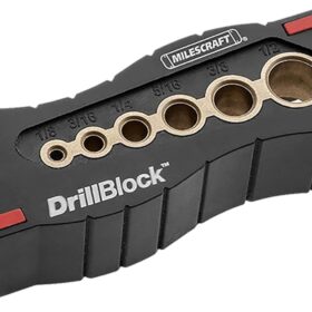 Milescraft 1312 Drill Block - Handheld Drilling Guide, Drilling Jig with Drill Guides for 6 of the Most Common Drill Bit Sizes, Precision Drilling Tool Accessory