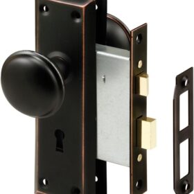 Prime-Line E 2495 Mortise Keyed Lock Set with Classic Bronze Knob  Perfect for Replacing Broken Antique Lock Sets and More, Fits 1-3/8 In.-1-3/4 In. Interior Doors (Single Pack)