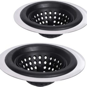 Stainless Silicone Kitchen Sink Drain Strainer, 2 Pack Drain Protector,Prevent Clogging, Large Wide Rim 4.5 inch Diameter, Tools Home Improvement (Black)