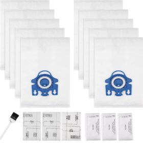 Improvedhand 10 Packs 3D Airclean Bags Replacement for Miele GN Vacuum Cleaner Bags Fit for Miele Classic C2 C3 S2 S5 S8 S400 Series with Motor Protection Filters, AirClean Filters              