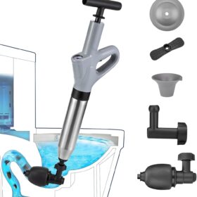 Toilet Plunge Blaster, High Pressure Toilet Plunger, High-Pressure Air Drain Blaster Plunge Blaster Multi-drain Unclogger for Toilets, Bathroom Floor, Drain Sinks and Plumbing Clogs.