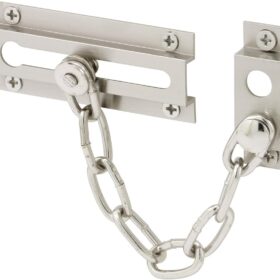 Prime-Line U 10304 Chain Door Guard  Door Chain Lock for Door and Home Security, 3-5/16 In., Solid Brass Construction with a Satin Nickel Finish (Single Pack)