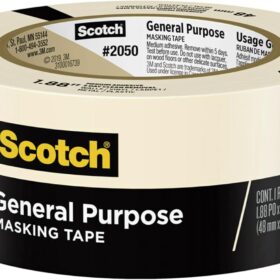Scotch General Purpose Masking Tape, 1.88 in x 60.1 yd, Beige, Sticks for Up to 5 Days, Removes Easily Without Leaving Sticky Residue, Easy-to-Tear Masking Tape (2050-48MP)