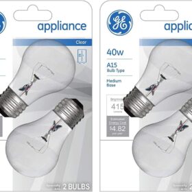 GE wef, (4-Pack) Appliance Clear Light 40w, A15 Bulb Type, Medium Base, 415 Lumens, Soft White, 4 Pack, 4 Count (Pack of 1), 15206