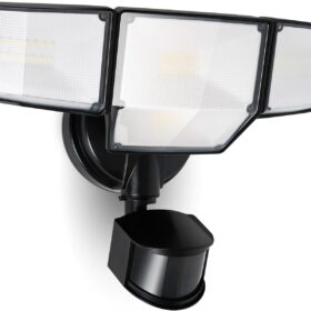 LUTEC 80W 9000LM LED Security Lights Motion Sensor Outdoor Lights, 4 Head LED Flood Lights Outdoor 5000K Daylight, IP65 Waterproof, Motion Detected Lights for Outside, House, Garage, Yard (Black)