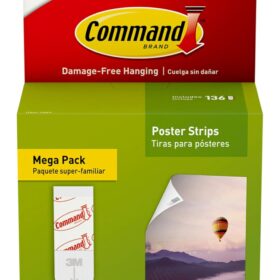 Command Poster Strips Mega Pack, 136 Command Strips Damage Free Hanging Poster Hangers, No Tools Wall Hanging Strips for Home Decor, Room Decor, Wall Decor, and Office Decor, White Adhesive Strips