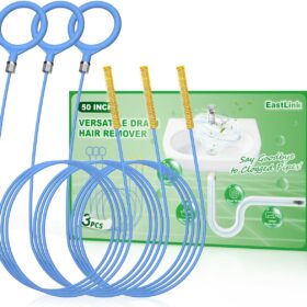 EastLink 50 Inch Sink Snake Hair Drain Clog Remover, Anti-break Steel Drain Snake Drain Hair Removal Tool, Flexible Shower Snake Drain Augers for Bathroom, Bathtub Drain Hair Catcher, 3 Pack