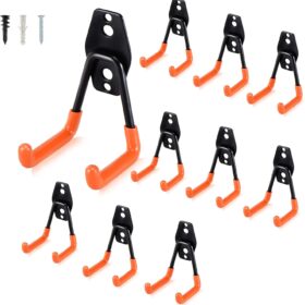 AOBEN Garage Hooks Heavy Duty, Steel Garage Storage Hooks, Utility Tool Hangers and Combinable Wall Mount Garage Hooks for Organizing Ladder, Hold Chairs, Heavy Tools (Small U, 10 Pack)              