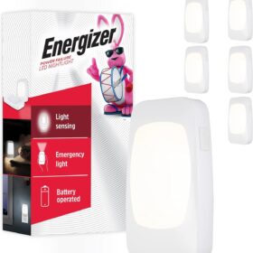 Energizer 4-in-1 LED Power Failure Night Light, 6 Pack, Plug-in, Light Sensing, Auto On/Off, Foldable Plug, Soft White, Emergency Flashlight, Tabletop Light, Hurricane, Storm, Tornado, 43666-P1