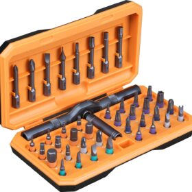 Screwdriver kit 42 in 1 aluminum alloy material, ratchet magnetic, DIY combination flexible shaft, suitable for furniture assembly, electrical repair, bicycle tools, Orange